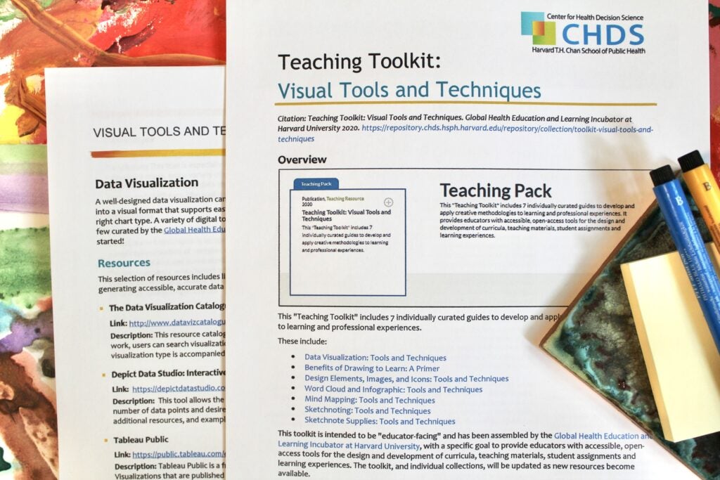 Photo of printed materials from Teaching Toolkit: Visual Tools and Techniques