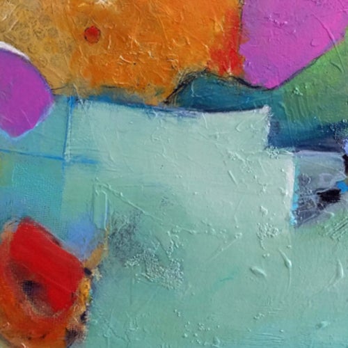 Abstract art created with bold, colorful paints