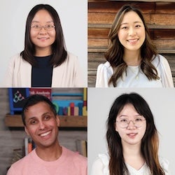 Headshots of Jinyi Zhu (top left), Janice Jhang (top right), Ankur Pandya (bottom left), and Astrid Yu (bottom right)
