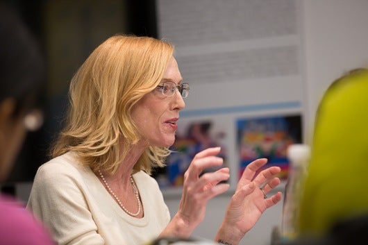 Image of Sue Goldie Speaking in Meeting