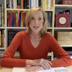 headshot of Sue Goldie teaching remotely